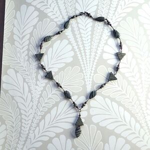 Seraphinite and Garnet Beaded Stone Necklace